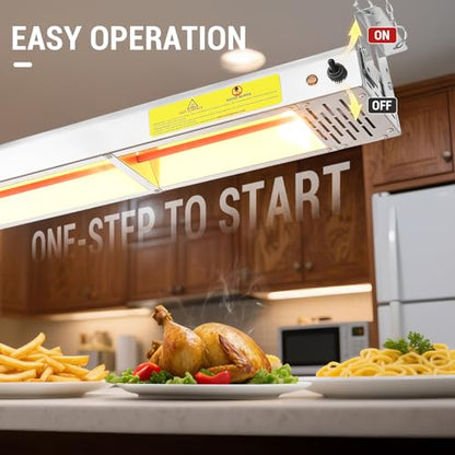 55-Inch Food Heat Lamp - 1400W Commercial Food Warmer Lamp Overhead Stainless Steel Catering Heat Lamps Electric Strip Heater for Restaurant Buffet Parties Kitchen, Silver 115V - color: Silver, size: 55 Inch