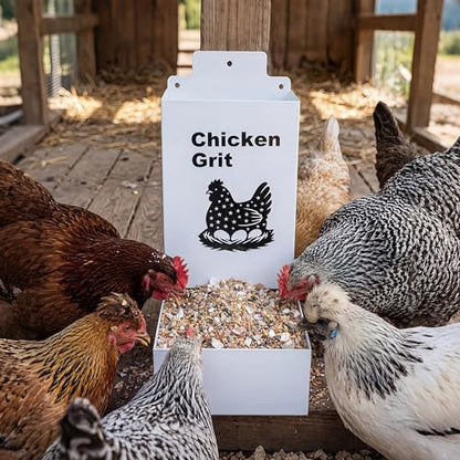Takywep 2 Pack Galvanized Metal Chicken Feeder, Rainproof Large Capacity Anti-Waste Wall Mount Poultry Feeder for Chicken Duck Pigeon Turkey Backyard Outdoor