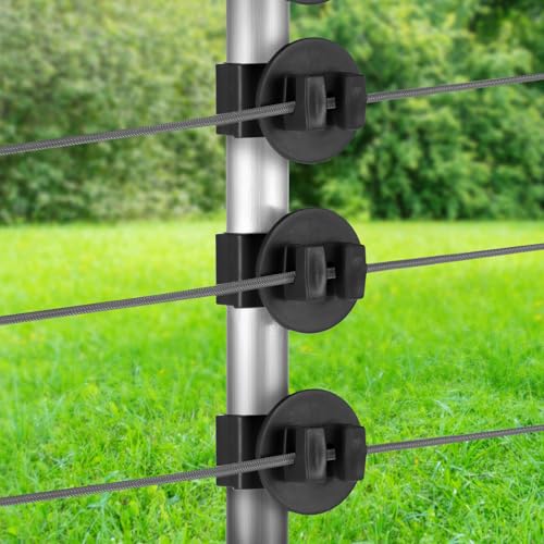 Geiserailie 200 Pcs Black T Post Insulators Electric Fence Posts Electric Fence Insulators Wire Standard Snug Fitting T Post Clips for Agricultural Ranchers