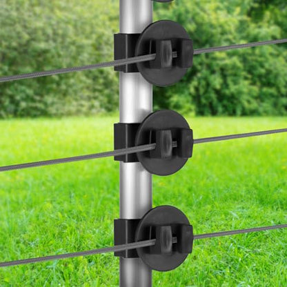 Geiserailie 200 Pcs Black T Post Insulators Electric Fence Posts Electric Fence Insulators Wire Standard Snug Fitting T Post Clips for Agricultural Ranchers