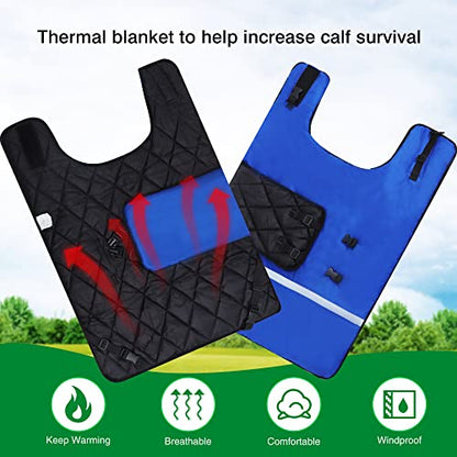 Pro Calf Blanket, Calf Warm Clothes Calf Saver Coat Blanket for Keep Cow Warmming Thickened Belly Protection Windproof Livestock Protector (Two Pieces of Blue) - color: Two pieces of Blue