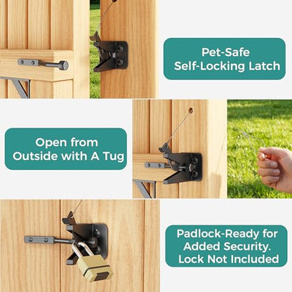 Anti Sag Wooden Gate Hardware Kit, Corner Bracket Frame Brace for Wood Gate with Self-Lock Latch, Heavy Duty for Outdoor Deck Fence Porch Shed Driveway Yard Garden Outside Pool Farm, 2-Pack