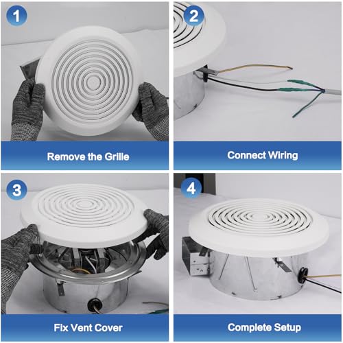V2270-50 360 Bathroom Exhaust Fan, 50 CFM Round Ceiling Vent Fan, Non-Lighted Bath Fan Replacement for RV or Mobile Home, Fits 8 Inch Opening with 3 Inch Duct, White