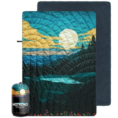 Waterproof Stadium Blanket, Fleece Camping Blanket Wearable Soft Warm Camp Blanket for Outdoor Camping, Picnic, Stadium, Sports, Beach, Car - color: Pool at Dusk