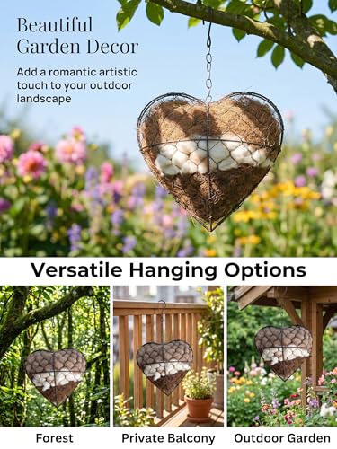 Star Shaped Handmade Alpaca Fiber Bird Nesting Holder, Refillable Natural Nesting Material for Wild Birds, Hummingbirds & Chickadees, Outdoor Garden Tree Decor, Gift for Bird & Nature Lovers