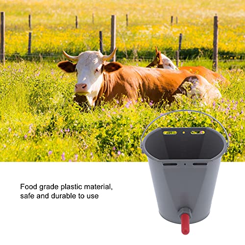 flexman 8L Cow Feeder Bucket, Lamb Milk Feed Bucket with Nipples Check Valves, Sheep Milk Feeding Bucket with Lifting Handle for Farms Livestock (for Cattle) - size: For cattle