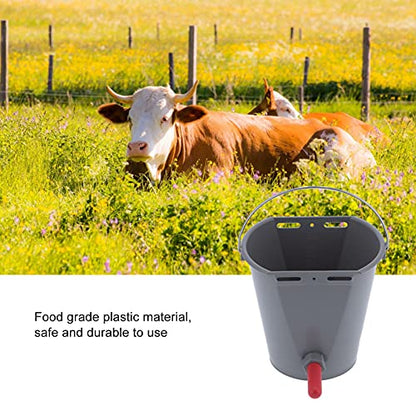 flexman 8L Cow Feeder Bucket, Lamb Milk Feed Bucket with Nipples Check Valves, Sheep Milk Feeding Bucket with Lifting Handle for Farms Livestock (for Cattle) - size: For cattle
