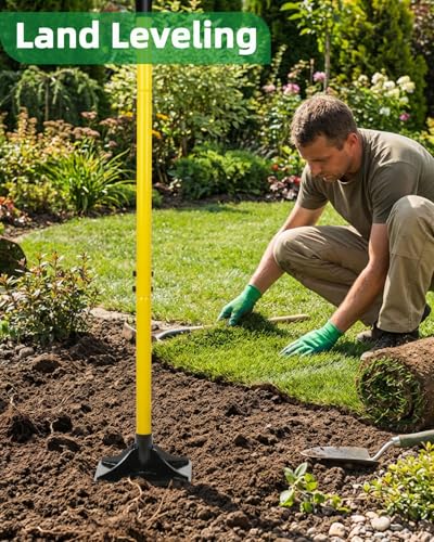 LOCONHA Steel Tamper with 48" Handle - Heavy Duty Hand Compactor for Leveling Soil, Gravel, Sand, and Asphalt in Gardens, Yards, and Driveways (8''x 8'') - size: 8''x 8''