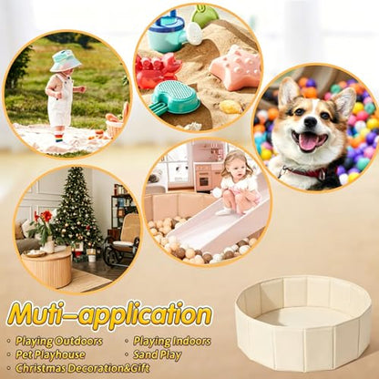 Ball Pit for Toddlers Babies Dogs Cats Iinfant Children, Foldable Ball Pits Play Tent, Crawl Playpen Ball Pool with Storage Bag, Surprise for Boys Girls Festival (Balls Not Included), Beige - color: Beige