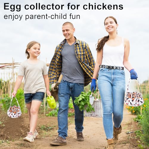 Egg Collecting Basket, Canvas Egg Basket for Gathering with 7 Pouches for Chicken, Duck, Goose, Bird, Various Poultry Collection (Red-tailed) - style: Red-tailed chicken