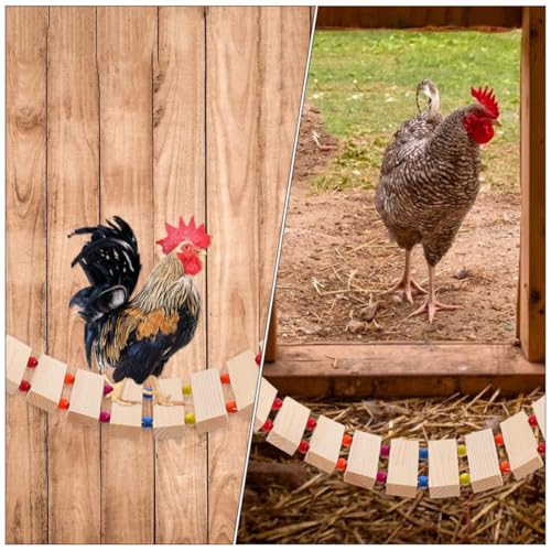 Wooden Bird Ladder for Chickens and Roosters, Natural Wood Chicken Perch with Chewing and Exercise Features, Poultry Coop Accessory for Hens and Birds