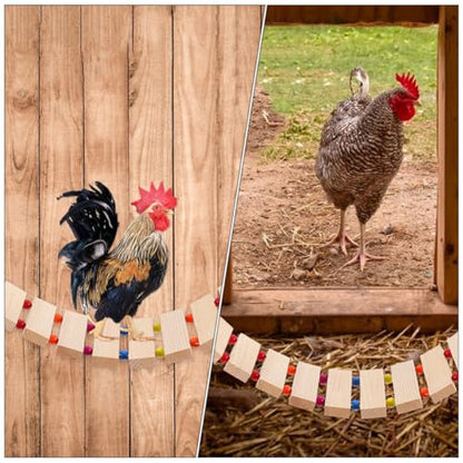 Wooden Bird Ladder for Chickens and Roosters, Natural Wood Chicken Perch with Chewing and Exercise Features, Poultry Coop Accessory for Hens and Birds