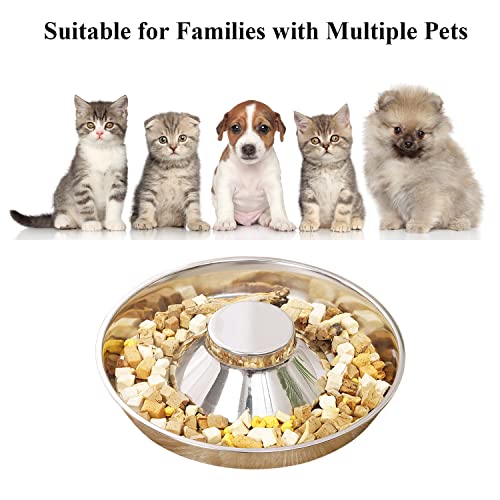 Stainless Steel Pet Bowl for Puppy and Cat, Dog Food and Water Feeding Bowl, Puppies and Kittens Weaning Bowls, Multiple Dogs and Cats Eat and Drink Together (2PC, L) - size: L - 7cups/56oz