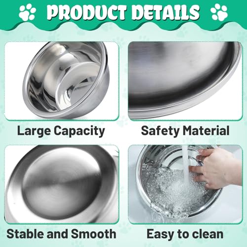 2 Pcs 1 Gallon Large Dog Bowls - Food Grade Stainless Steel Metal Water Bowls, Easy to Clean Food Bowl for Medium Large Dogs Indoor Outdoor - size: 1 Gallons