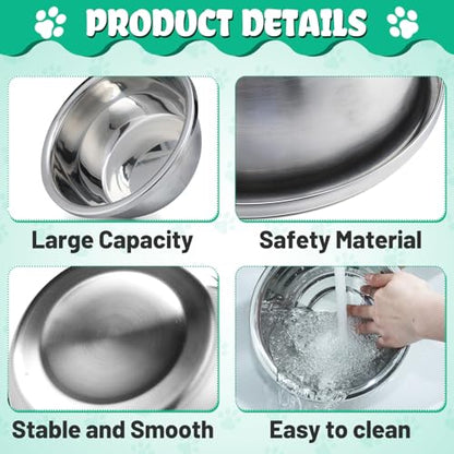 2 Pcs 1 Gallon Large Dog Bowls - Food Grade Stainless Steel Metal Water Bowls, Easy to Clean Food Bowl for Medium Large Dogs Indoor Outdoor - size: 1 Gallons