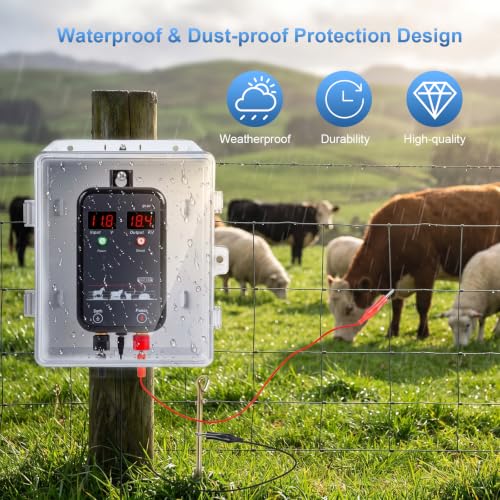Outdoor Electrical Box Waterproof, 8.94×7.48×3.78 Inch Waterproof Enclosure with 656 Feet/200 Meters Electric Fence Rope Polywire,for Outdoor/Small Electric Fence Charger Installation (with clear lid) - size: Polywire with Insulators