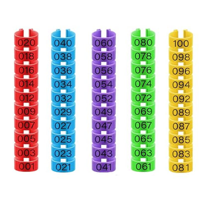 100Pcs Chicken Leg Rings - Colorful Readable Numbered Chicken Identification Leg Bands, Poultry Leg Bands Clip on Leg Rings for Ducks Chicks Chicken Guinea Pigeons Goose Gamefowl (16mm/0.6inch) - size: 16mm/0.6inch