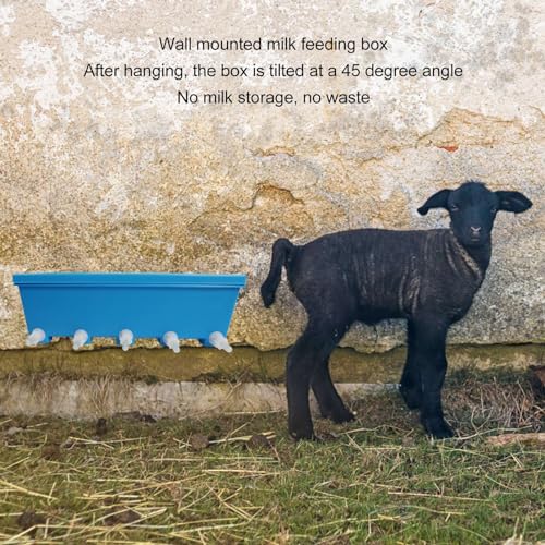 8L Animal Milk Feeder, 20.5 X 6.5 X 6.7in Farm Livestock Breeding Feeder with 5 Nipples, Livestock Feeding Tool for Sheep, Pigs, Puppies
