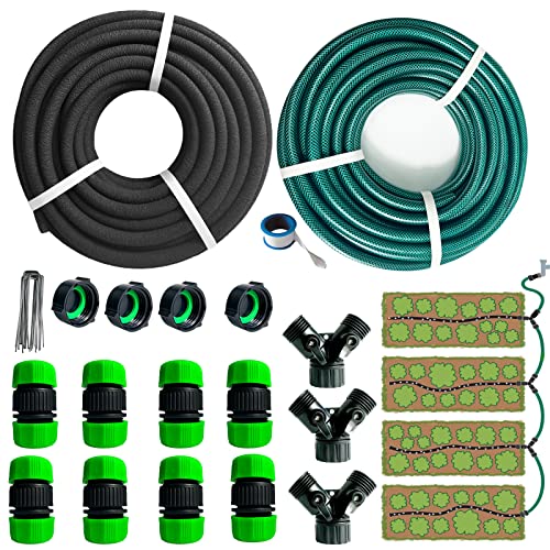 AMRITA Soaker Hose for Garden 60ft,PVC Garden Hose 50ft, 1/2" Drip Hose Linkable Consistent Irrigation Hose Save 70% Water, Heavy Duty Round Soaker Hose for Garden Bed Foundation.(1/2-60ft+50ft) - color: 1/2"(60FT)+(50FT) PVC