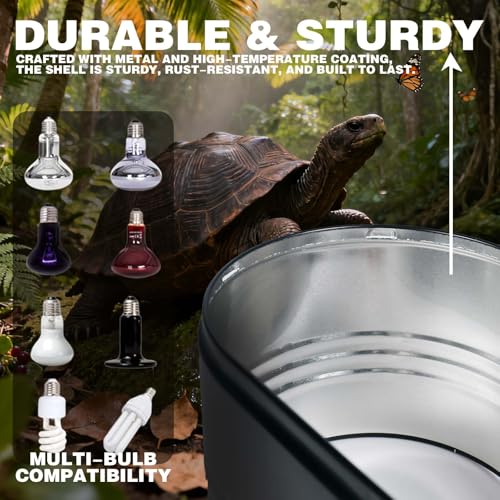 Dual Reptile Heat Lamp Fixture with Separate Switches, Double Dome UVB Light Fixture for Reptile Terrarium and Tortoise Habitat Max 160W
