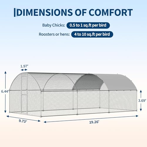 Garvee Large Metal Chicken Coop, for 20/30 Chickens, Outdoor Walk in Poultry Cage, 19.69 x 9.84 x 6.56 ft - size: 19.69 x 9.84 x 6.56 ft
