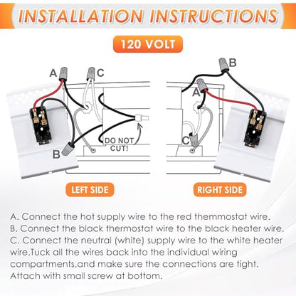 Feekoon Built in Thermostat Compatible with Cadet, Electric Baseboard Heater Thermostat, 22 Amp, 240/208/120 Volt(1 Pack,Single Pole) - style: Single Pole