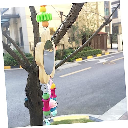 GANAZONO Wooden Hanging Mirror for Chickens Fun Bell Decor for Pet Hens and Roosters Design to Boredom and Increase Activity Levels for Chicken