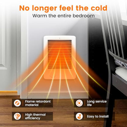 Electric Wall Heater for Indoor Use Complete Unit with Thermostat (Model: CSC151TW, Part: 67509), 5120 BTU, 120 Volt, 1500 Watt, White