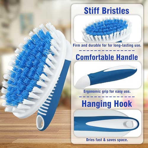 Scrub Brush, 2 Size Household Cleaning Brushes with Stiff Bristles, Scrubbing Brush for Carpet, Shower, Bathtub, Kitchen, Pool Tile, Bathroom Scrubber - size: Large and Small