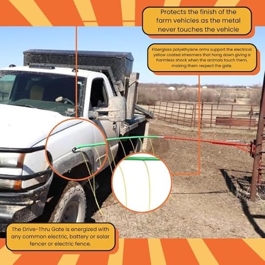 KOEHN Replacement Fiberglass Rod for Drive Thru Electric Gate, OEM Part | UV-Resistant Poly Arm - Flexible Breakaway Design - Livestock Containment - Streamers Not Included
