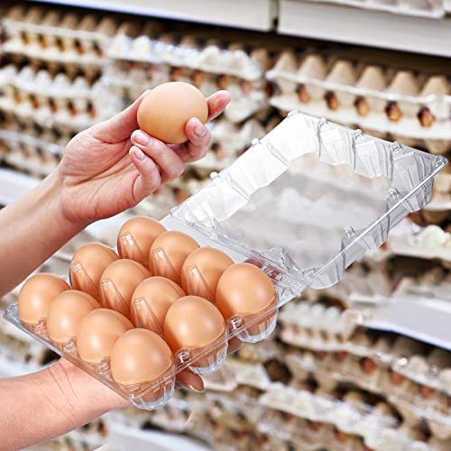 Zubebe 200 Pieces Clear Plastic Egg Carton - Bulk Empty Chicken Tray Holds Securely for Farm Business Market Home Refrigerator Storage (3 x 4 Grids) - size: 3 x 4 Grids