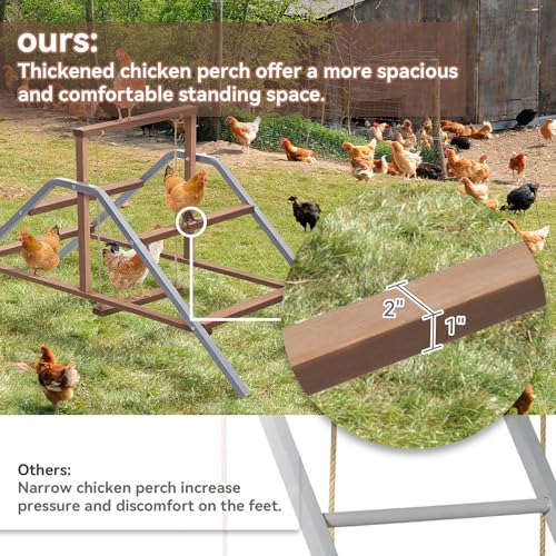 PETSFIT Chicken Perch Ladder-Solid Wood and Rustproof Iron Design, Chicken Ladder with Swing for Healthy Poultry-Ideal for Backyard Coops, Farms, Easy to Assemble and Clean - size: 58"Lx24"Wx28"H