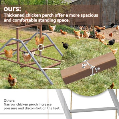 PETSFIT Chicken Perch Ladder-Solid Wood and Rustproof Iron Design, Chicken Ladder with Swing for Healthy Poultry-Ideal for Backyard Coops, Farms, Easy to Assemble and Clean - size: 58"Lx24"Wx28"H