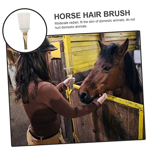 BESPORTBLE Metal Cattle Hair Rake for Horse Grooming Medium Livestock Brush for Shedding and Cleaning Horses Cattle and Donkeys Comfortable Comb with Fine Grinding for Massage