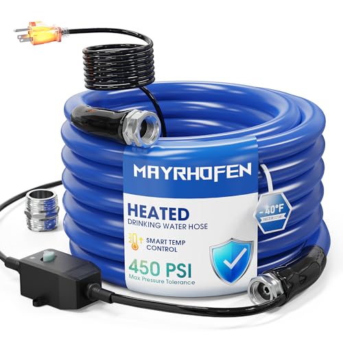Heated RV Water Hose 75ft with Integrated GFCI Plug, –40°F Freeze-Protection Drinking Water Hose, Lead-Free BPA-Free, Heavy-Duty Heated Hose with Adapter - color: With GFCI, size: 75ft