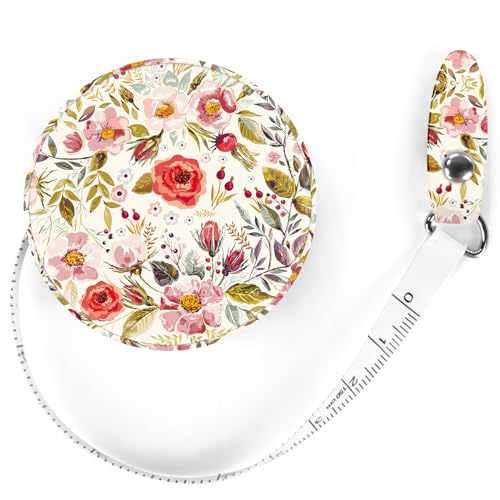 Sewing Tape Measure，Colour Printed Small Retractable Soft Measuring Tape for Tailor Cloth Fabric Body Measurements. - color: Vintage Flower