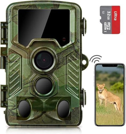 Coolifepro 4K WiFi Trail Camera, Game Camera with 125° Wide Angle, 850nm Clear Night Vision Motion Activated Waterproof, Deer Cam with 0.1s Trigger Speed, for Wildlife Monitoring & Outdoor Security