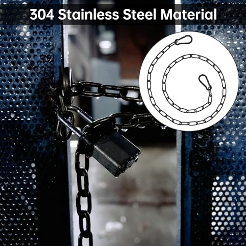 Gate Chain Lock for Outdoor Fence,304 Stainless Steel Gate Chain 39" x 1/8" with Both-Ended M5 Carabiners,Chain Link Latch Lock for Wooden Fence Pet Cages (39" x 1/8", Piece, 1) - size: 39" x 1/8"