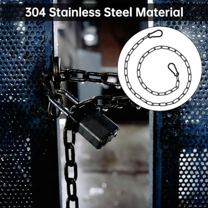 Gate Chain Lock for Outdoor Fence,304 Stainless Steel Gate Chain 39" x 1/8" with Both-Ended M5 Carabiners,Chain Link Latch Lock for Wooden Fence Pet Cages (39" x 1/8", Piece, 1) - size: 39" x 1/8"