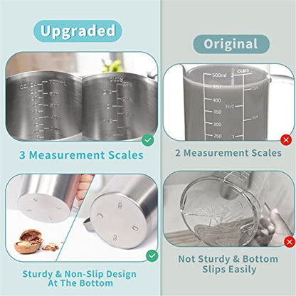 Measuring Cup, [Upgraded, 3 Measurement Scales, Including Cup Scale, ML Scale, Ounce Scale], Newness Stainless Steel Measuring Cup with Marking with Handle, 24 Ounces (0.7 Liter, 3 Cup) - size: 24 OZ (3 Cup, 700 ML)