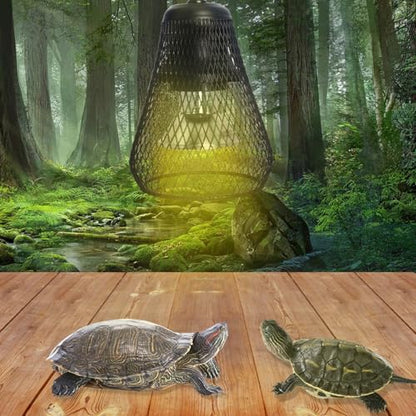 Asixxsix Reptile Lamp Guard, Metal Heat Lamp Cage with Dimming Switch and Chew Resistance Springs for Bearded Dragon Turtles Snake Lizard Terrarium up to 100W, Reptile Heater (US Plug)