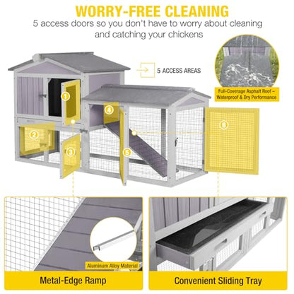 Aivituvin Chicken Coop for 2 Chickens, Wooden Duck House Outdoor Hen House Poultry Quail Cage-Expandable Design - size: 55.0"L x 21.3"W x 33.4"H