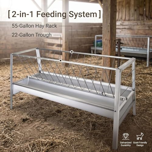 Reinforced Welded Galvanized Steel Livestock Feeder, Heavy‑Duty Anti‑Rust Hay Rack & Feed Basin, Long‑Lasting Pasture Feeding Tool for Goats, Sheep, Ponies, Calves