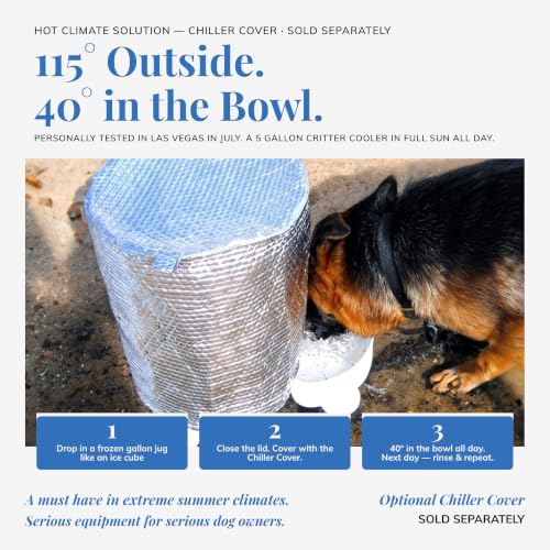 3.5 Gallon Top Fill Gravity-Fed Dog Waterer, Locking Wheels, Food Grade | You know who you are. Choose quality over disposable products, with US support and replaceable parts.