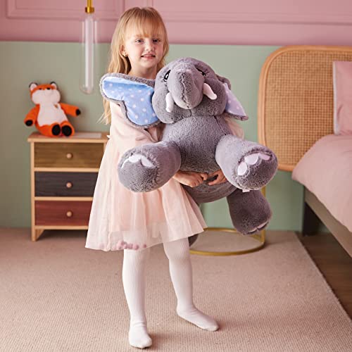 IKASA Giant Elephant Stuffed Animal Plush Toy,29" Large Big Jumbo Soft Toys, Huge Size Cute Plushy Fluffy Fat Plushie,Gifts for Kids Girls - style: Elephant