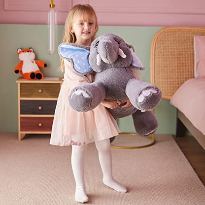 IKASA Giant Elephant Stuffed Animal Plush Toy,29" Large Big Jumbo Soft Toys, Huge Size Cute Plushy Fluffy Fat Plushie,Gifts for Kids Girls - style: Elephant