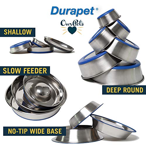 OurPet's DuraPet Premium Dishwasher Safe Stainless Steel Dog Bowl for Food or Water [Multiple Sizes for Small to Large Dogs] in Traditional or Wide Base Design - 8 CUP | camping-kitchen-equipment - size: 8 Cups