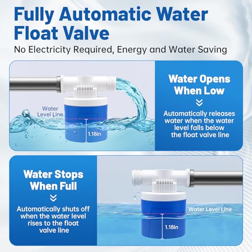 3/4" Side Top Inlet Water Float Valve, 2 Pack Water Trough Float Valve Water Level Control Float Valve for Water Tank, Automatic Water Shut Off Valve Pool Auto Fill for Livestock Pond Aquarium - size: 3/4" Side Inlet