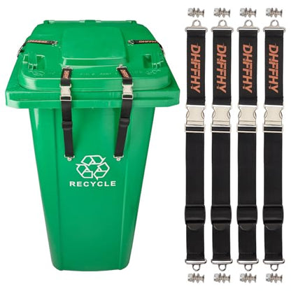 4PCS Heavy-Duty Bear Proof Trash Can Locks - Animal-Proof Lid Straps with Secure Buckle for 28-96 Gallon Outdoor Bins, Anti-Raccoon & Wildlife - size: 4PCS