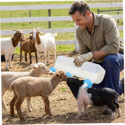Goat Bottles for Feeding Baby Goats, Goat Feeder, 3L Bottle with 3 Nipples for Feeding Baby Goats, Plastic & Silicone Lamb Feeder for Piglets, Calves, and Small Livestock, Feed Buckets